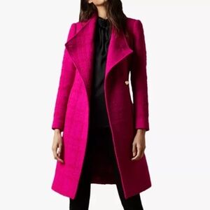 Ted Baker Ennala Belted Check Coat, Hot Pink, NWT, Sz 1